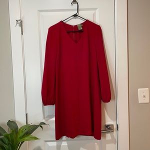 Red shift dress long sleeve